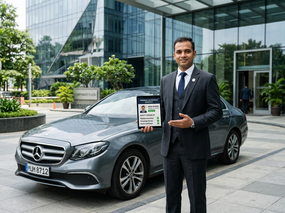 Verified chauffeur with commercial licence and background verification badge